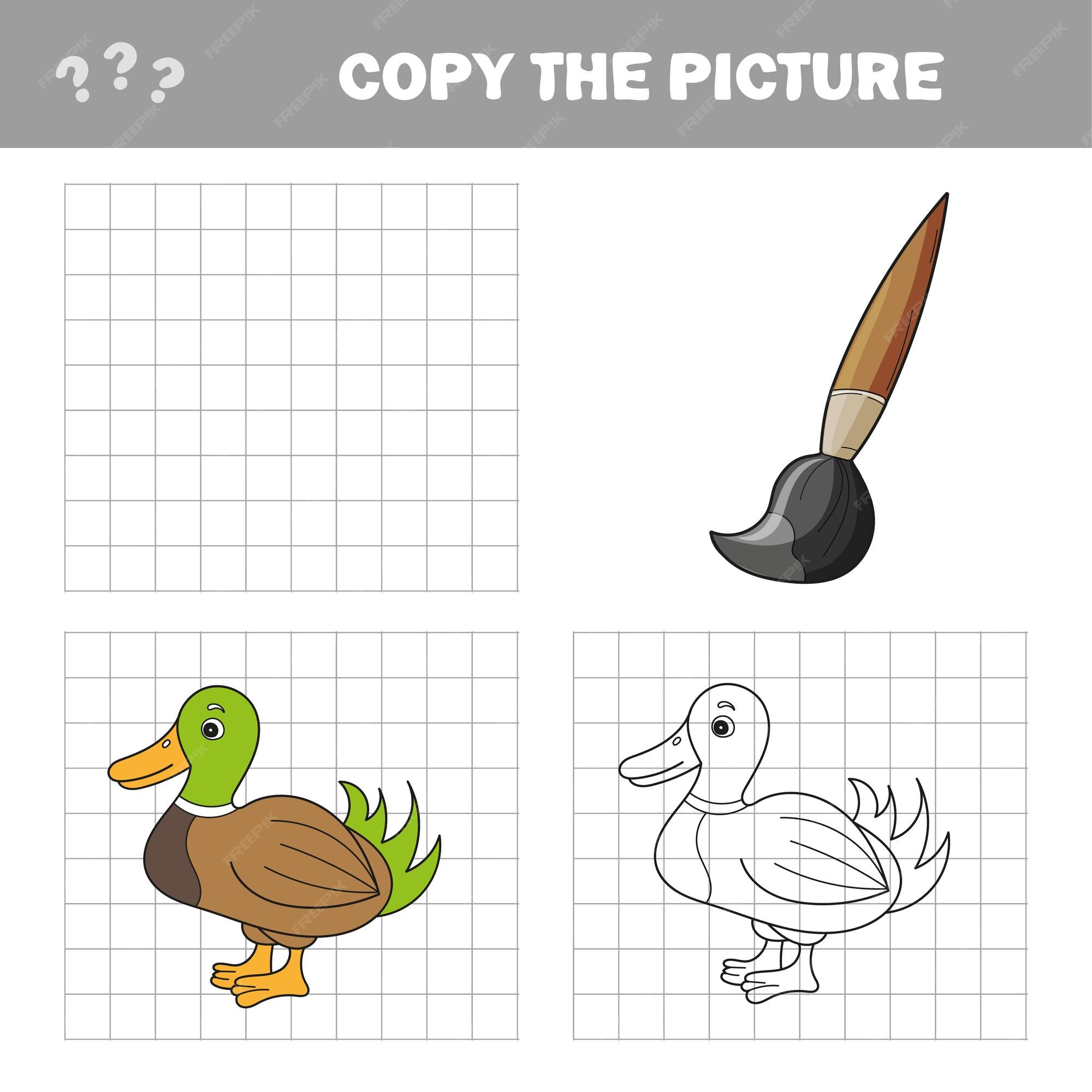 Premium Vector | Coloring the cute cartoon duck. educational game for kids. vector illustration. copy the picture, the simple educational game for preschool children Premium Vector | Coloring the cute cartoon duck. educational game for kids. vector illustration. copy the picture, the simple educational game for preschool children