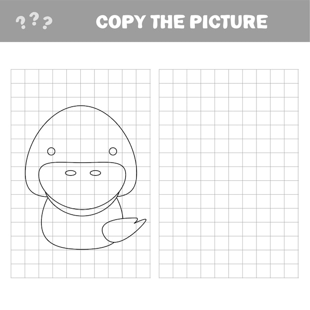 Coloring The Cute Cartoon Duck. Educational Game for Kids. Vector illustration. Copy the picture