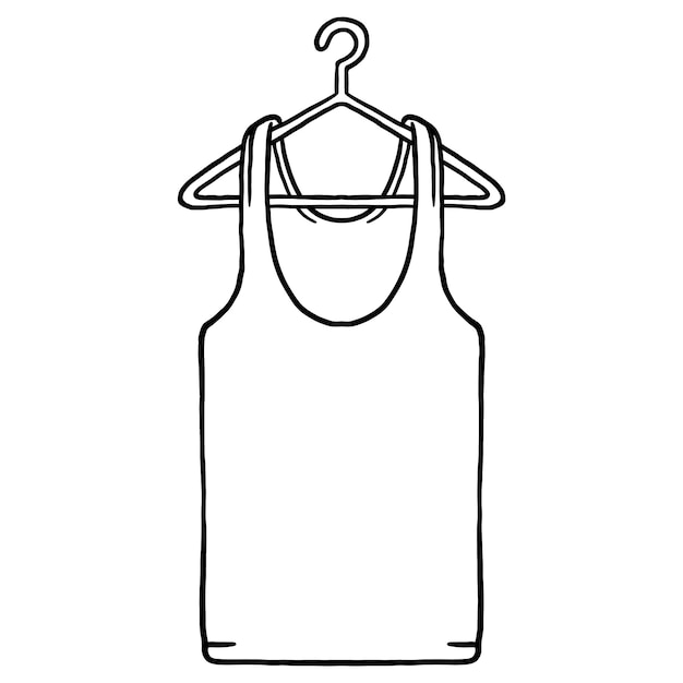 coloring illustration of cartoon undershirt with hanger