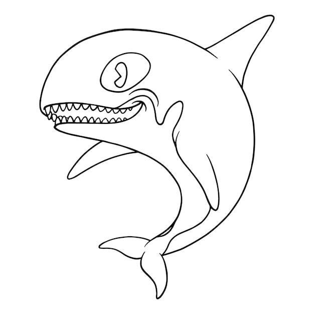 Vector coloring illustration of cute orca