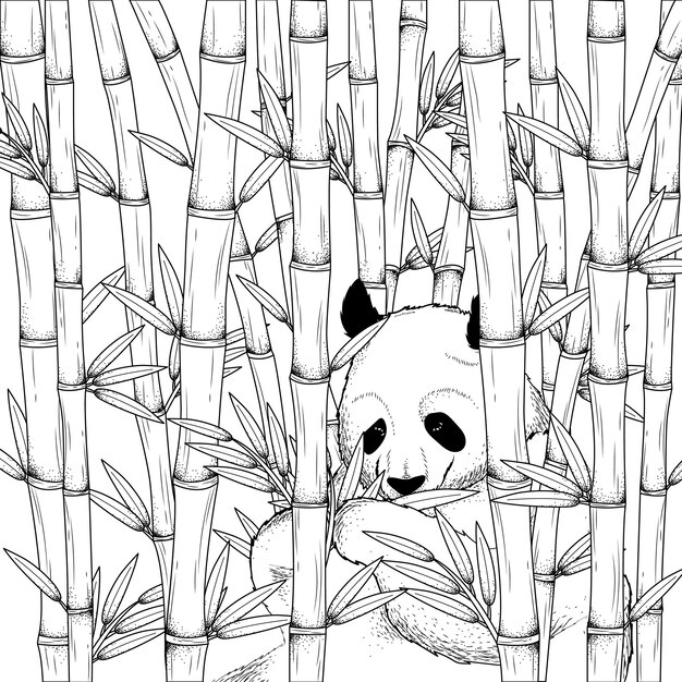 Вектор Красная панда улыбается в бамбуковом лесу