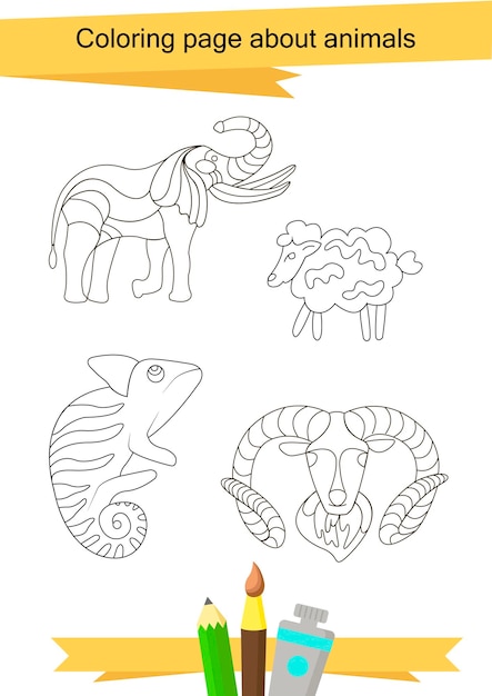 Coloring page about animals. coloring page for kids