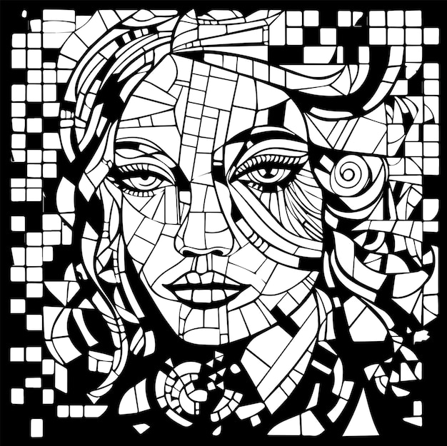 coloring page for adult of mosaic