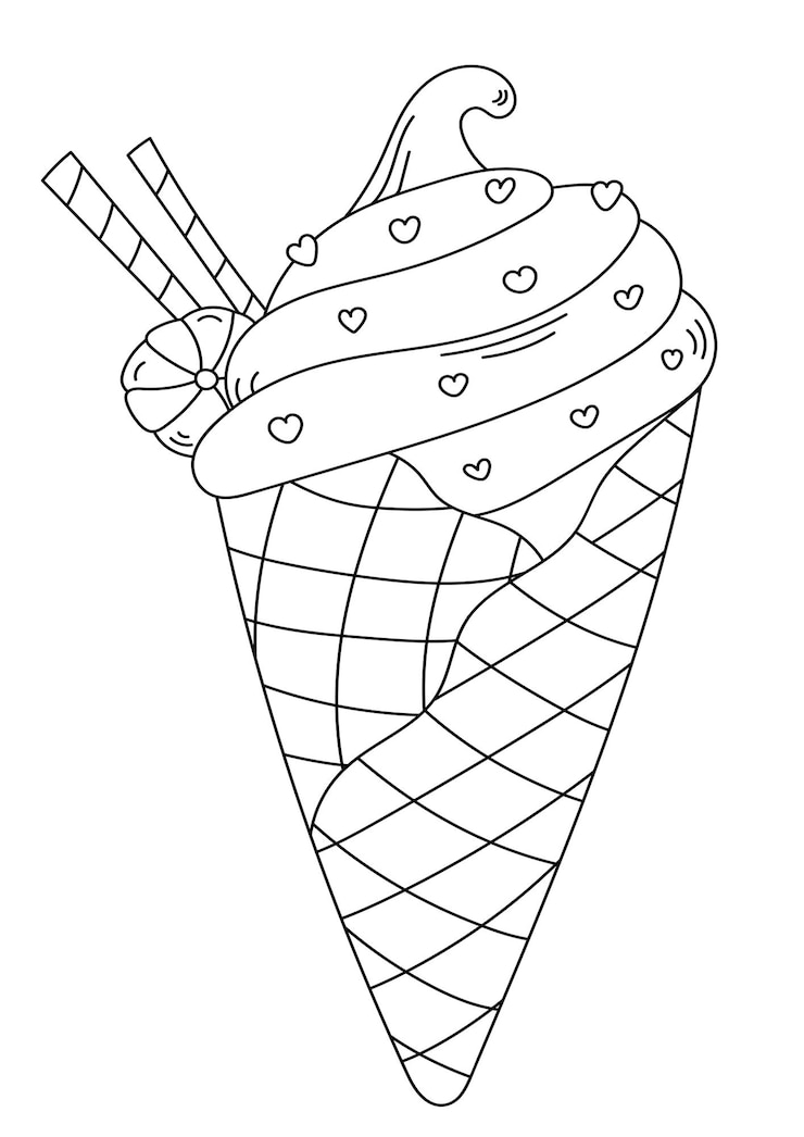 Coloring page for adults and children ice cream in a cup is an antistress coloring book
