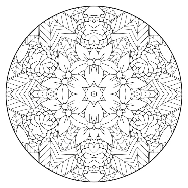 Pagina da colorare per adulti mandala floreale da colorare pagina mandala circolare da colorare