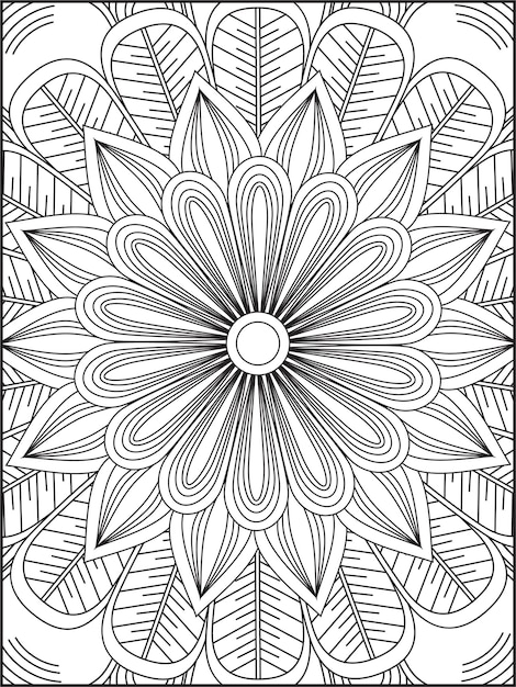 Coloring page for adults, flower mandala coloring . Flower background. mandala coloring book page.