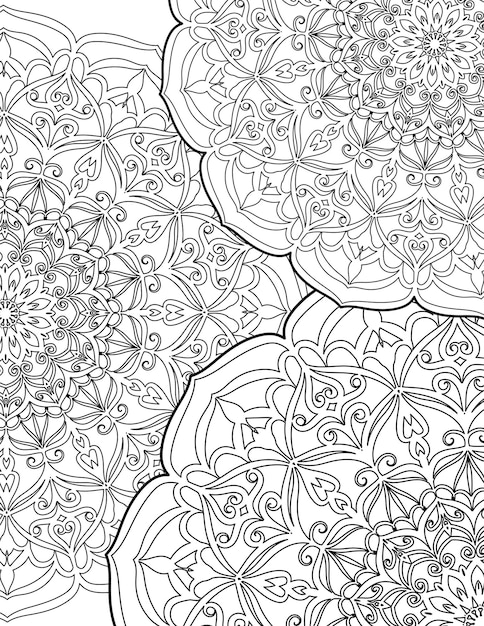 Vector coloring page for adults mandala lace pattern