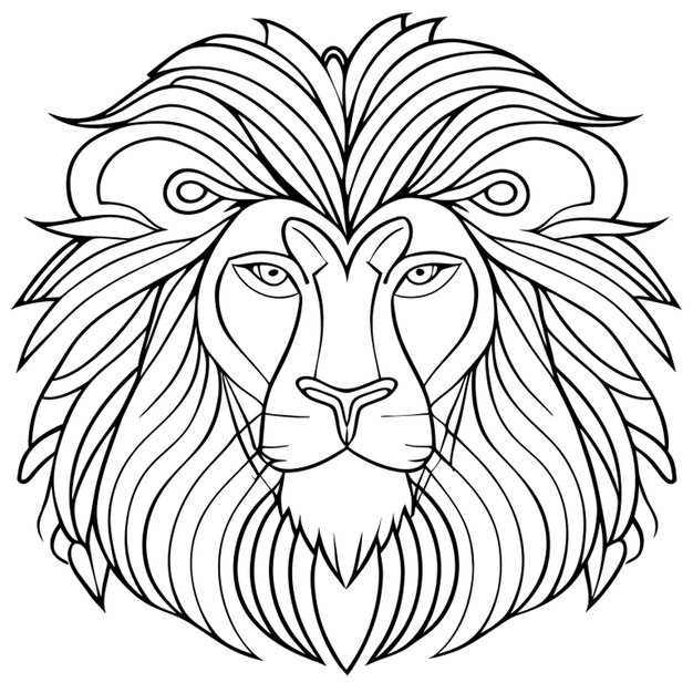 Vector coloring page for adults mandald lion image white background clean line art fine line art