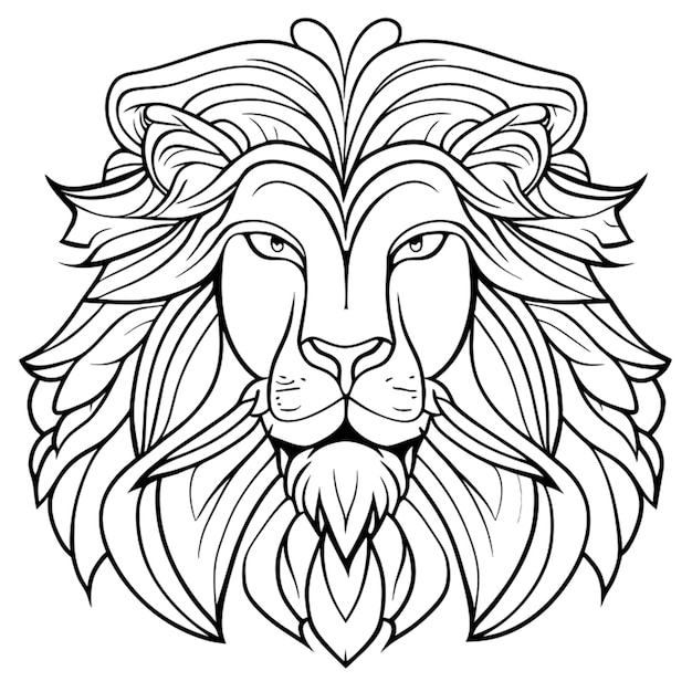 coloring page for adults mandald lion image white background clean line art fine line artar