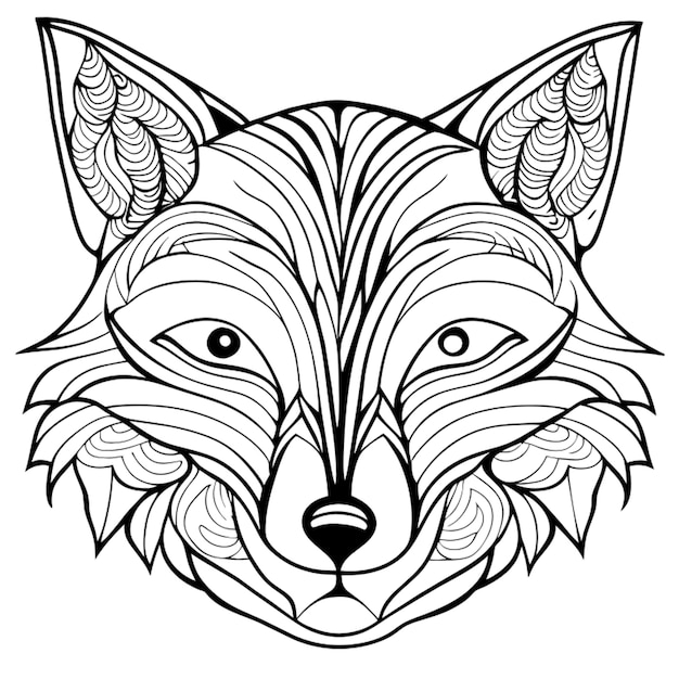 coloring page for adults mandald wolf image white background clean line art fine line artar