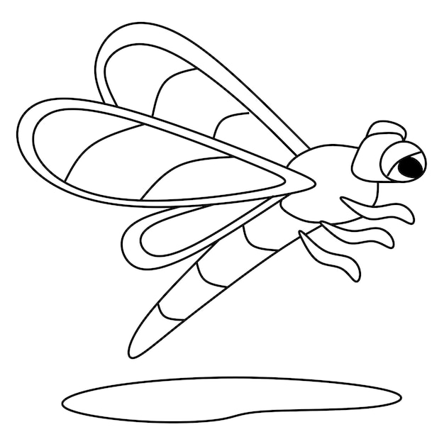 Coloring page alphabets animal cartoon dragonfly