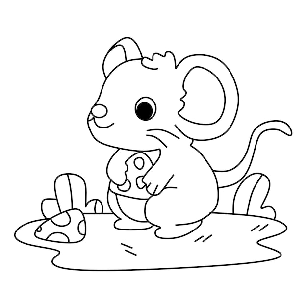 Vector coloring page alphabets animal cartoon mouse