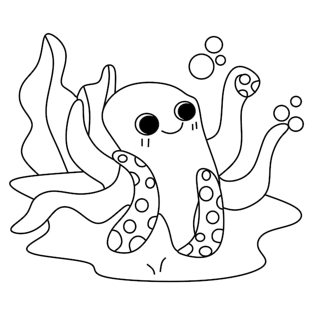 Coloring page alphabets animal cartoon octopus