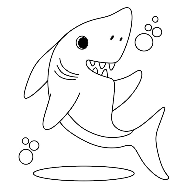 Vector coloring page alphabets animal cartoon shark