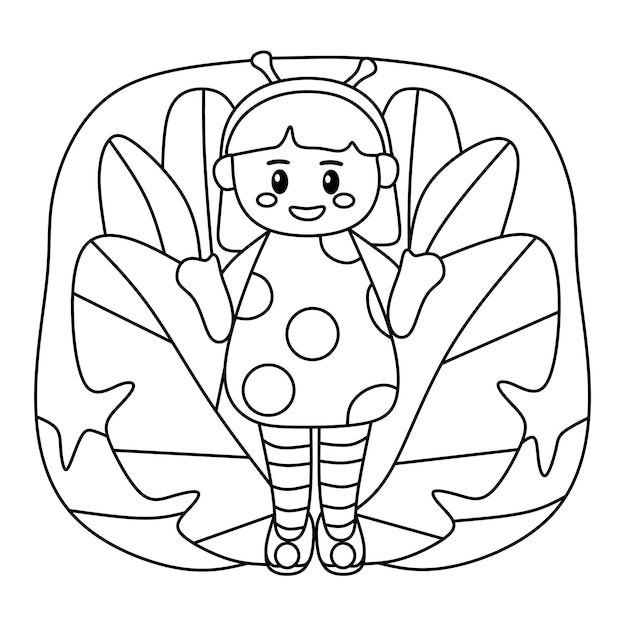 Coloring page alphabets animal costume ladybug