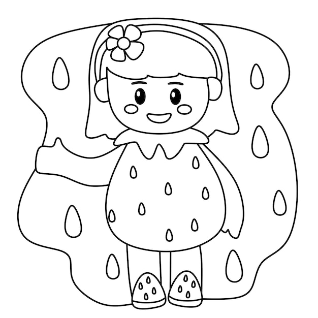 Coloring page alphabets animal costume strawberry