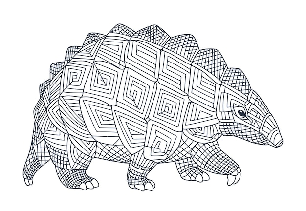 Coloring page armadillo Armadillo coloring page in modern style