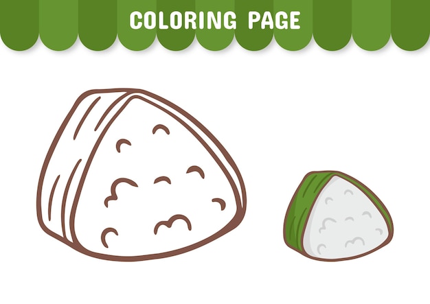 Pagina da colorare del foglio di lavoro di cibo asiatico per bambini