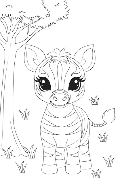 Coloring page a baby zebra