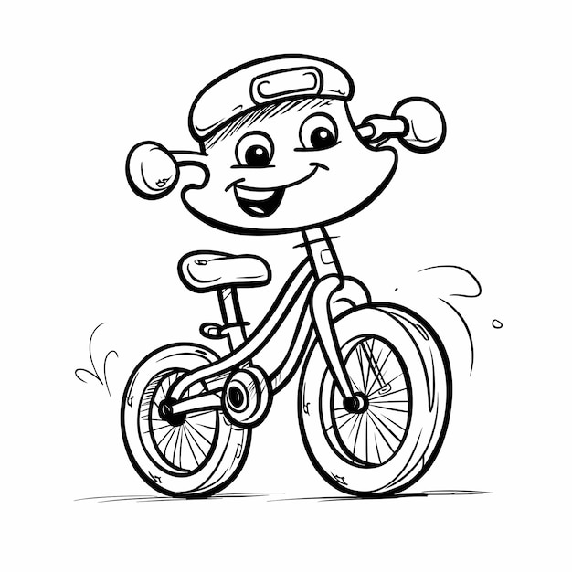 A coloring page of a bike bicycle transport Hand drawn black and white