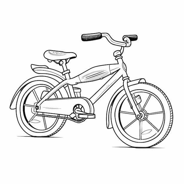 A coloring page of a bike bicycle transport Hand drawn black and white