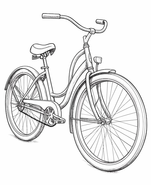 Vector a coloring page of a bike bicycle transport hand drawn black and white