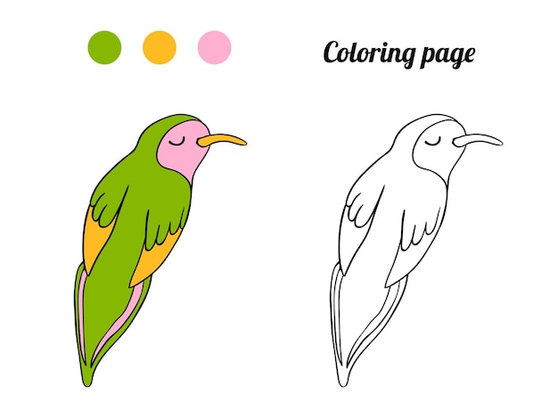 Coloring page or book with illustration of bird