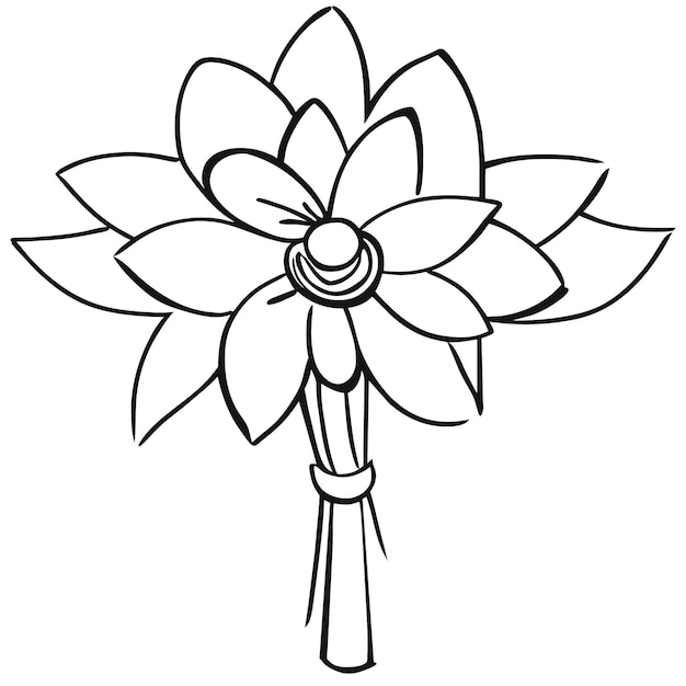 Coloring page of a bouquet of flowers with a bow