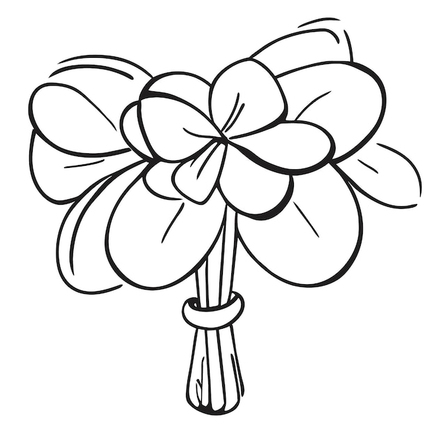 Coloring page of a bouquet of flowers with a bow