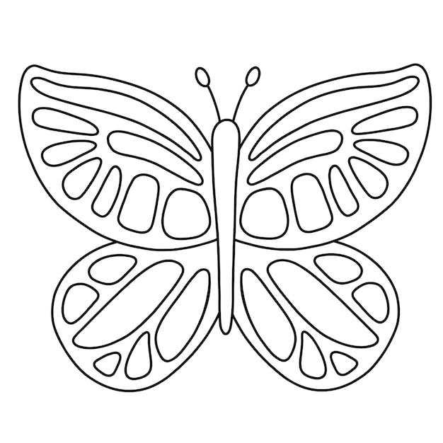 Coloring page butterfly Vector outline illustration for children creativity