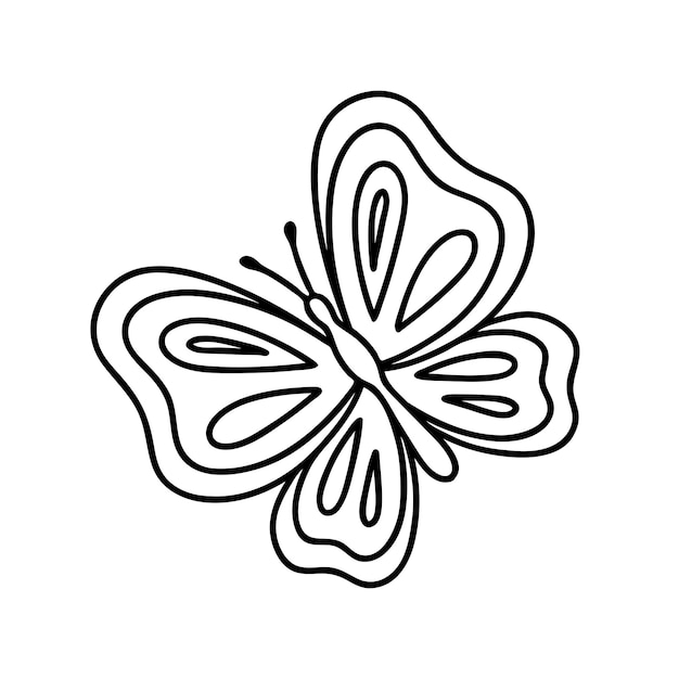 Coloring page butterfly. Vector outline illustration for children creativity