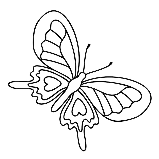 Векторная иллюстрация контура бабочки раскраски страницы