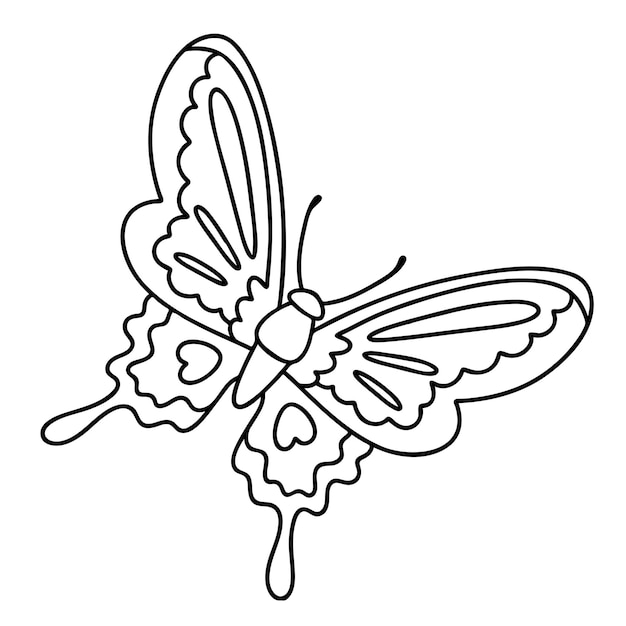 Векторная иллюстрация контура бабочки раскраски страницы