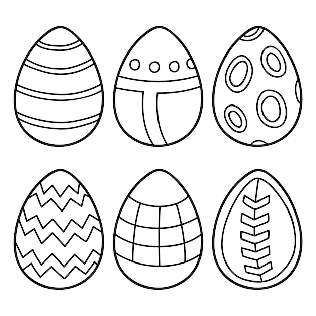 coloring page of cartoon Easter eggs collection