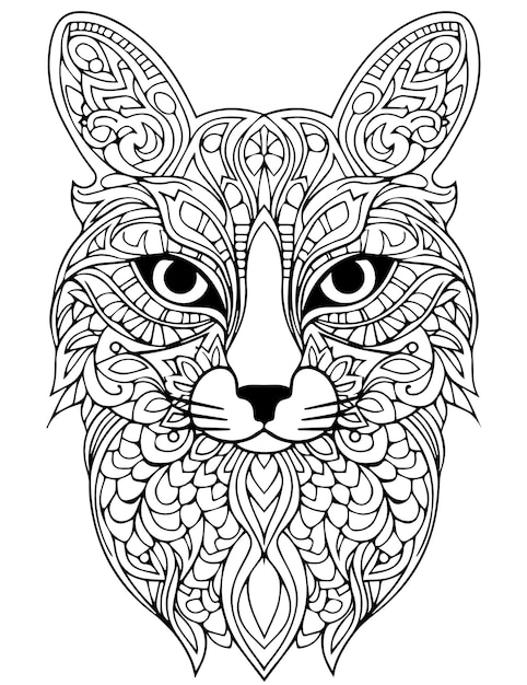 Pagina da colorare mandala del gatto