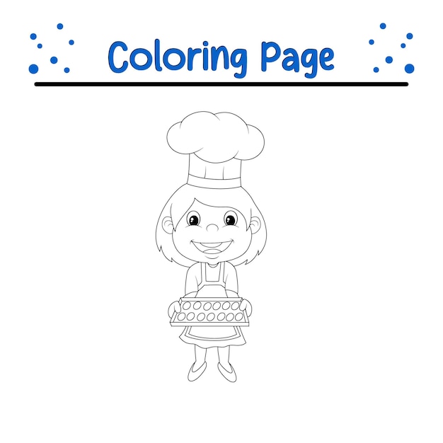 Coloring page children cook chef