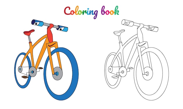 Pagina da colorare per bambini con personaggio dei cartoni animati di bici