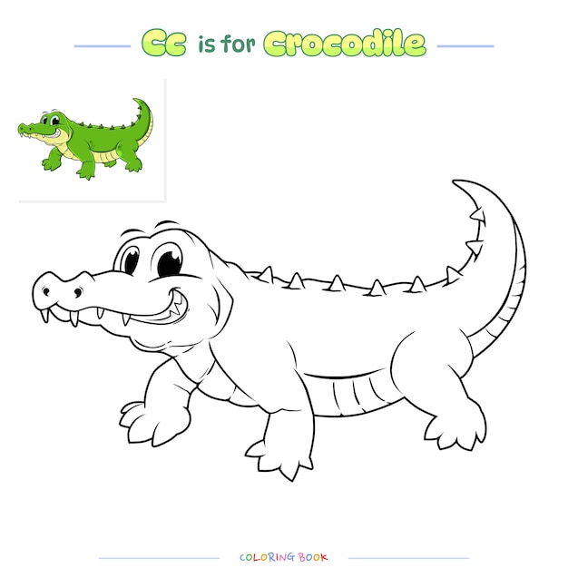 Coloring Page Crocodile cartoon