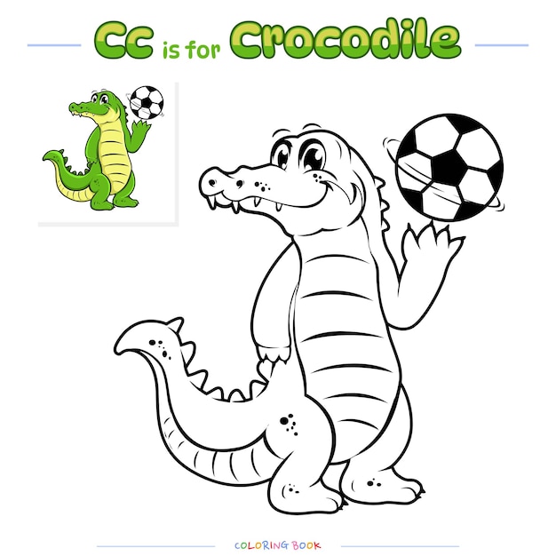 Coloring Page Crocodile Cartoon