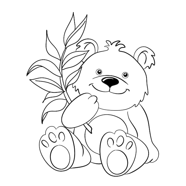 爪 に 枝 を 持っ て いる 可愛い 熊 の カラフル な 絵