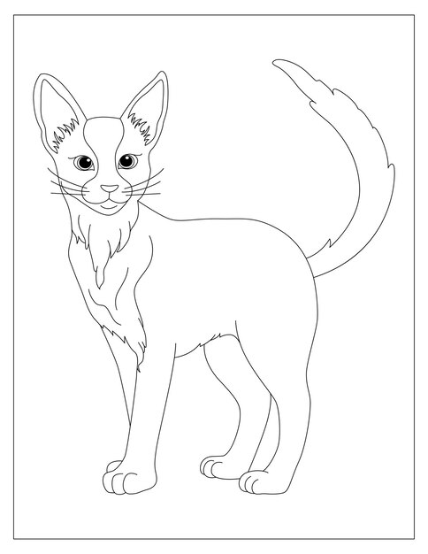 Coloring page of cute fluffy cat for children cat sitting coloring page for kids