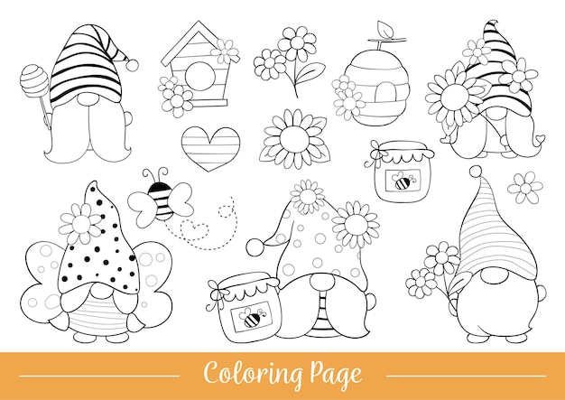 coloring page cute gnome