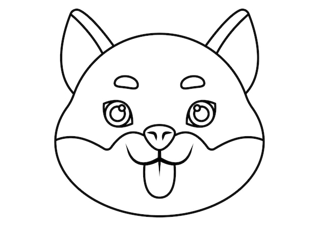 Vector coloring page of a dog shiba head vector illustration