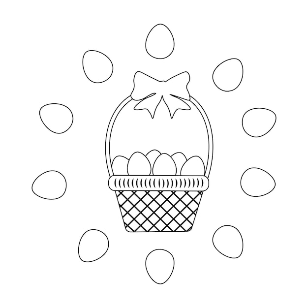 Coloring page Easter basket with a circle of eggs