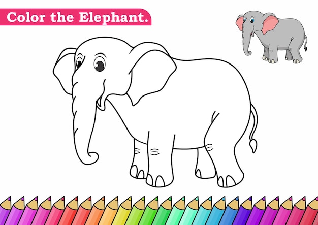 Coloring page for Elephant vector illustration Kindergarten children Coloring pages activity works