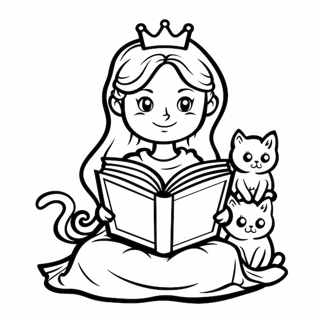 coloring_page_for_kids_girly_princess_reading