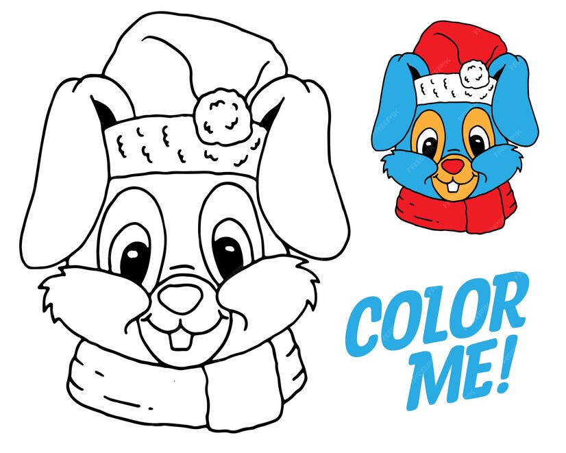 Premium Vector | Coloring page of a hand-drawn rabbit head