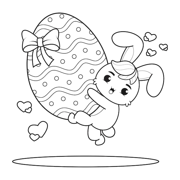 Coloring page happy easter with bunny