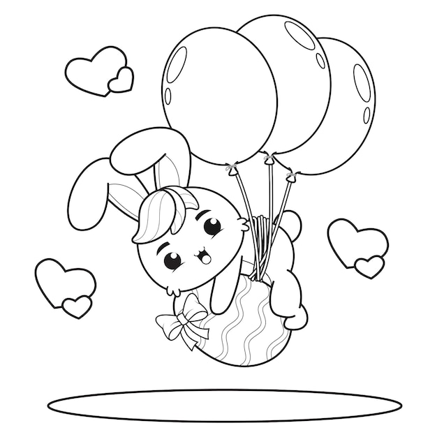 Coloring page happy easter with bunny