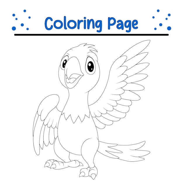 Vector coloring page happy parrot